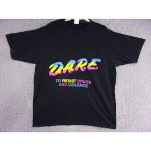 Vintage DARE Shirt Mens XL Neon Rainbow Resist Drugs Violence Y2K Retro